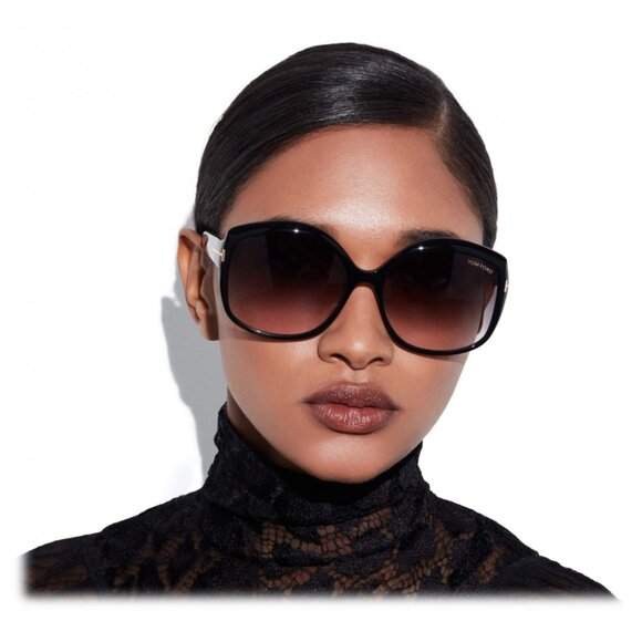 Tom Ford Chiara-02 FT0919 01B Sunglasses Black Butterfly Frame, Grey Lenses
